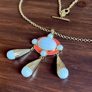 Trina Turk gold, white and coral statement necklace